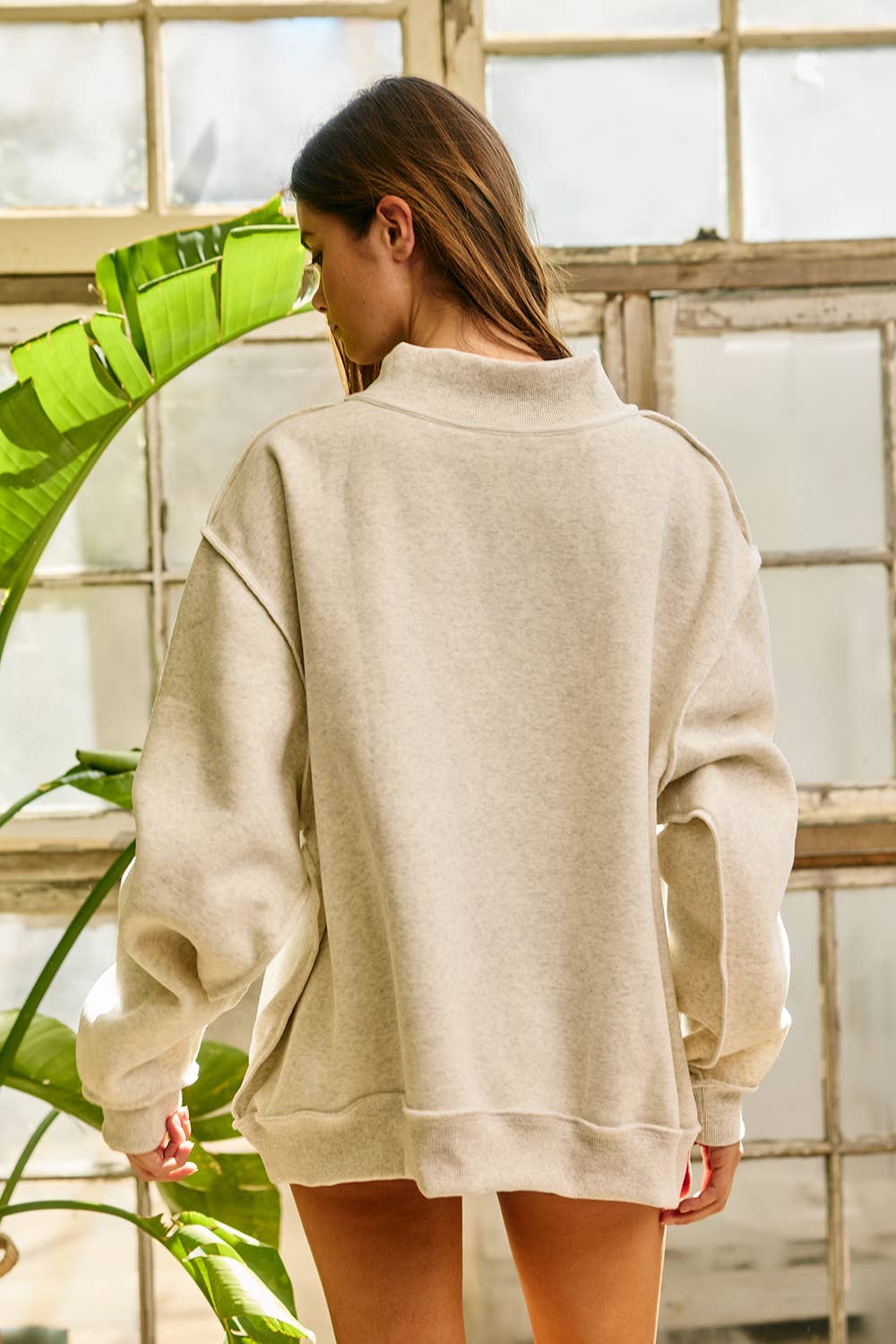 SAVED Embroidered Mock Neck Sweatshirt