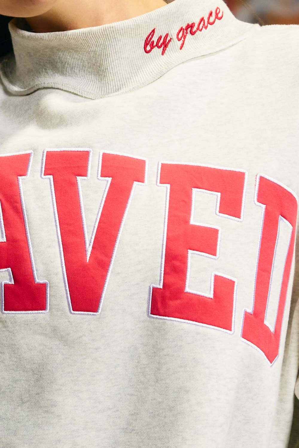 SAVED Embroidered Mock Neck Sweatshirt