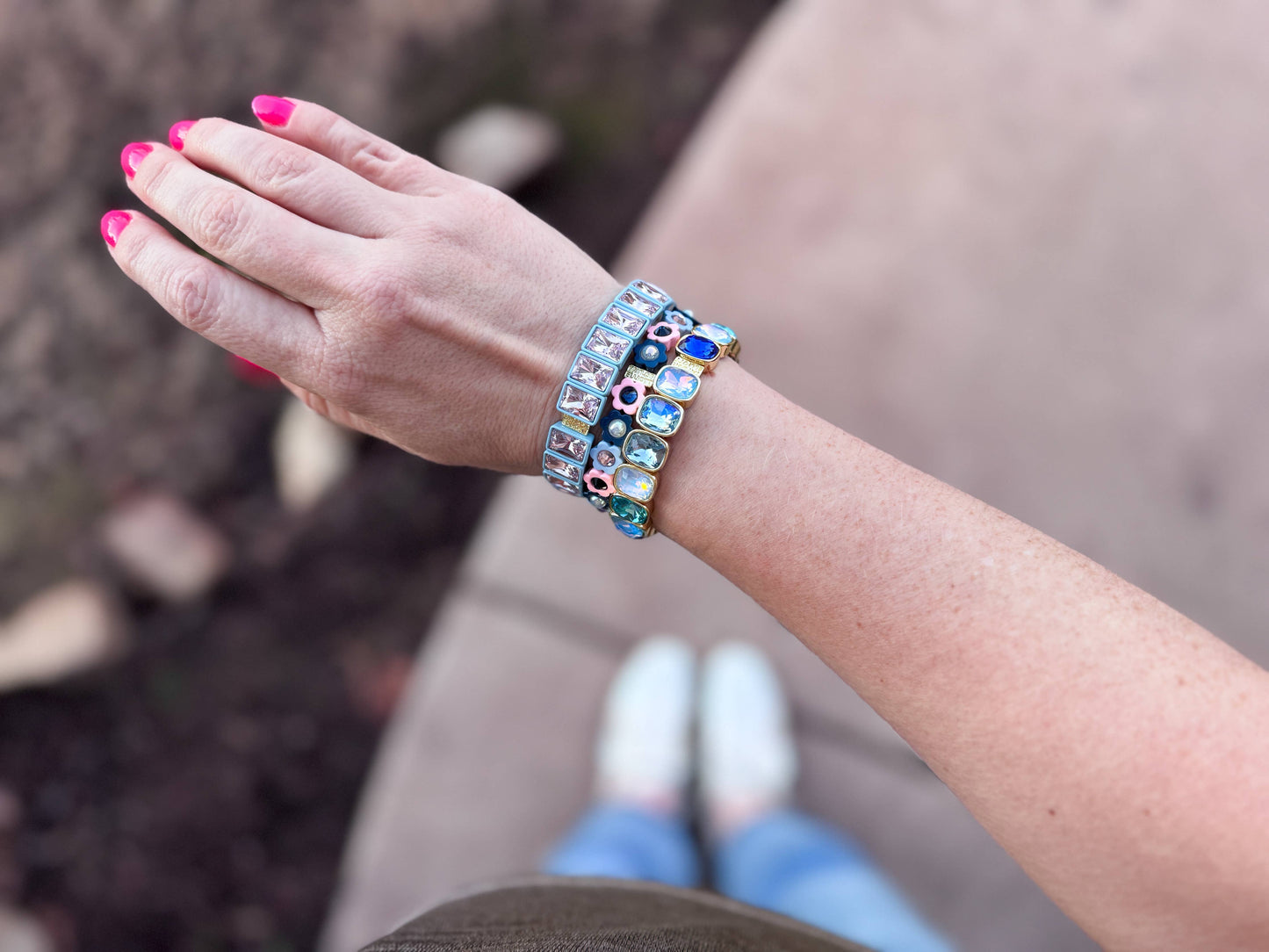 Daisy Flowers Stretch Bracelet | Pink/Purple