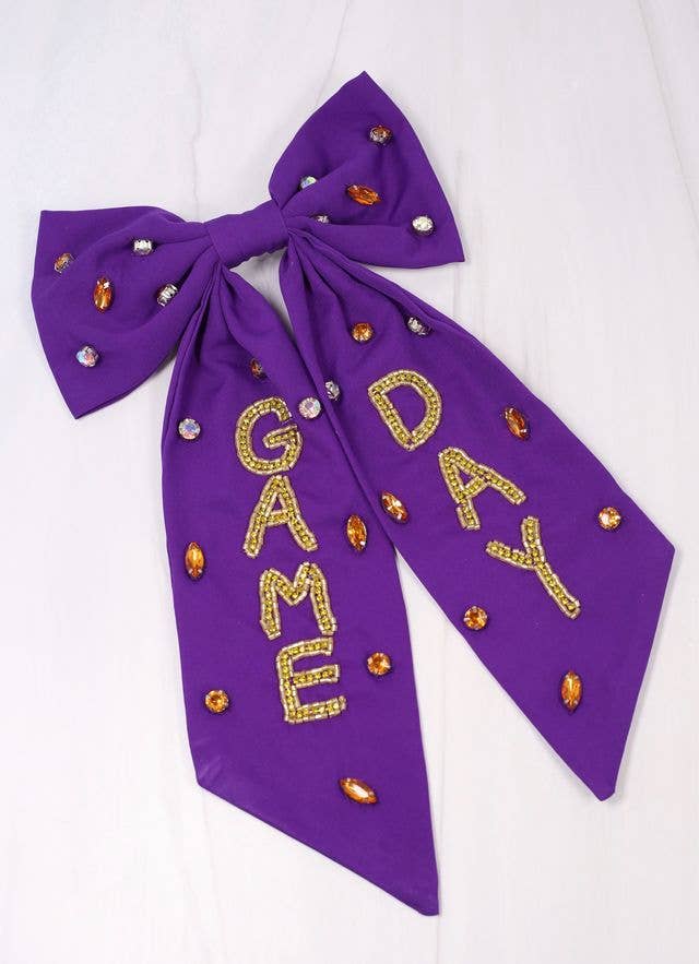 Game Day Embellished Bow | Purple & Gold