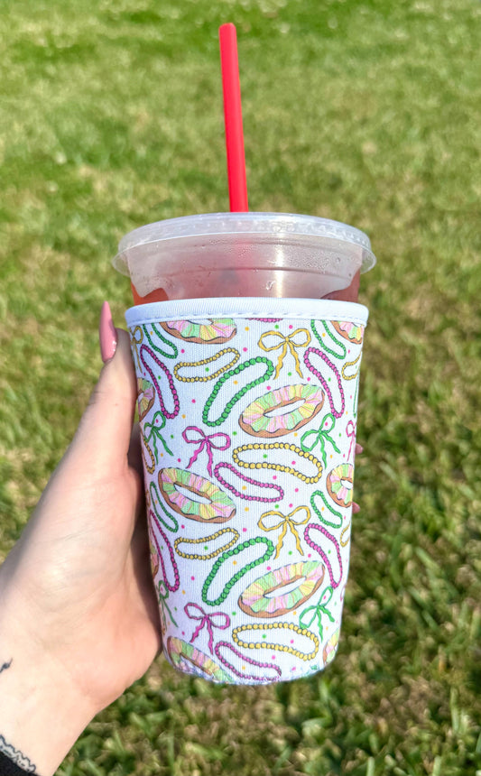 King Cake/Bead/Bow Medium Cup Sleeve