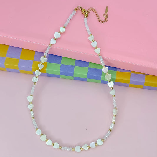 Candy Hearts Strand Necklace | White