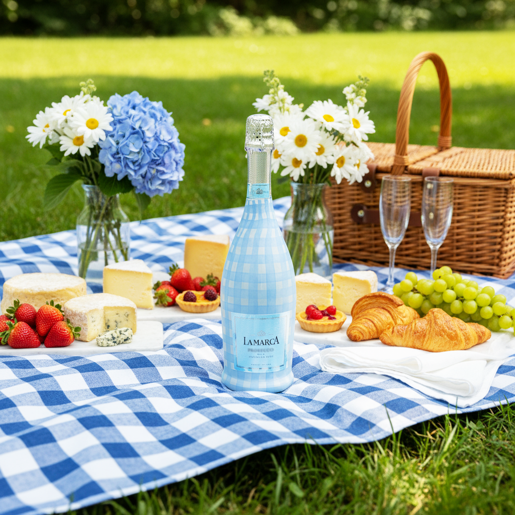 Beau Bottles Wrap |  Powder Blue Picnic Gingham