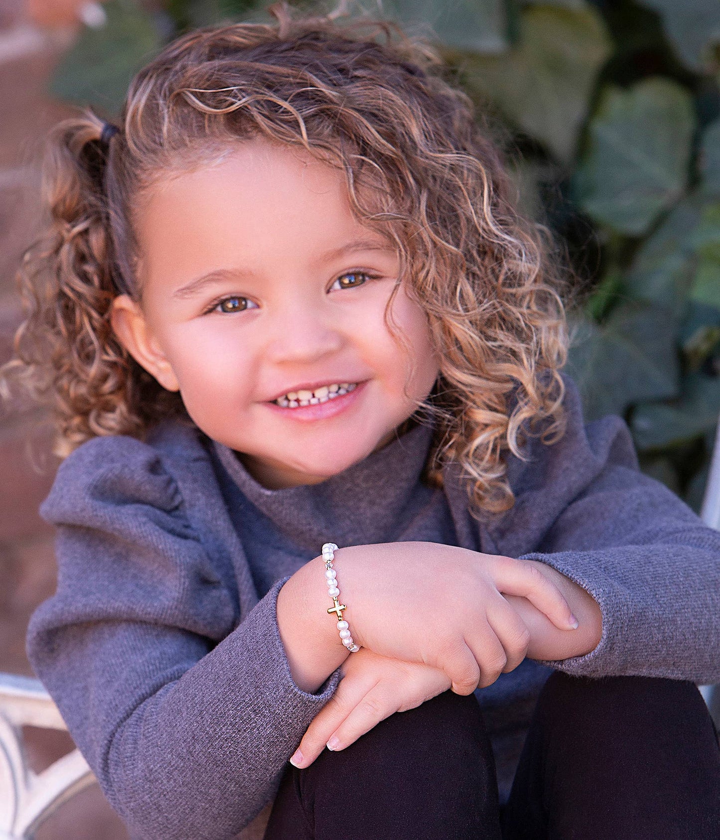 Baby Cross Pearl Bracelet | 6-12 Years