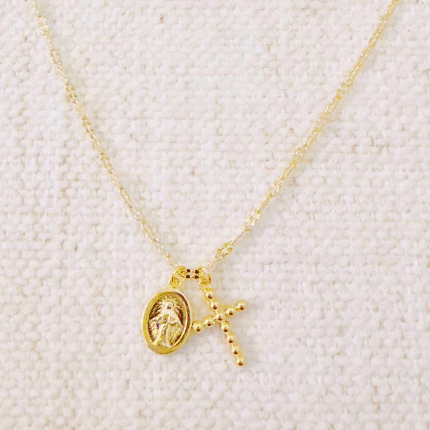 Faithful Duo Pendant Necklace | Gold