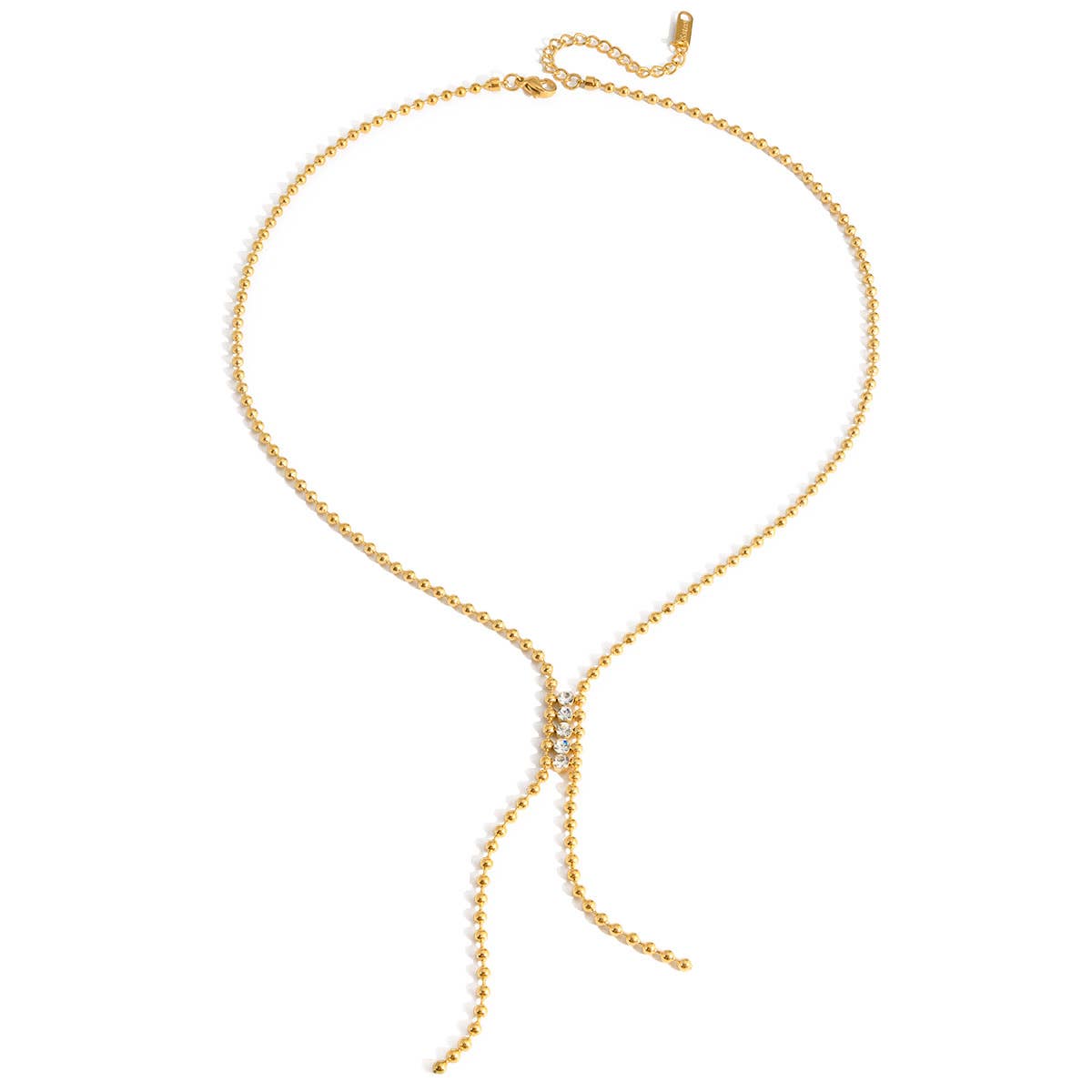 Double Beaded Lariat Necklace | Gold