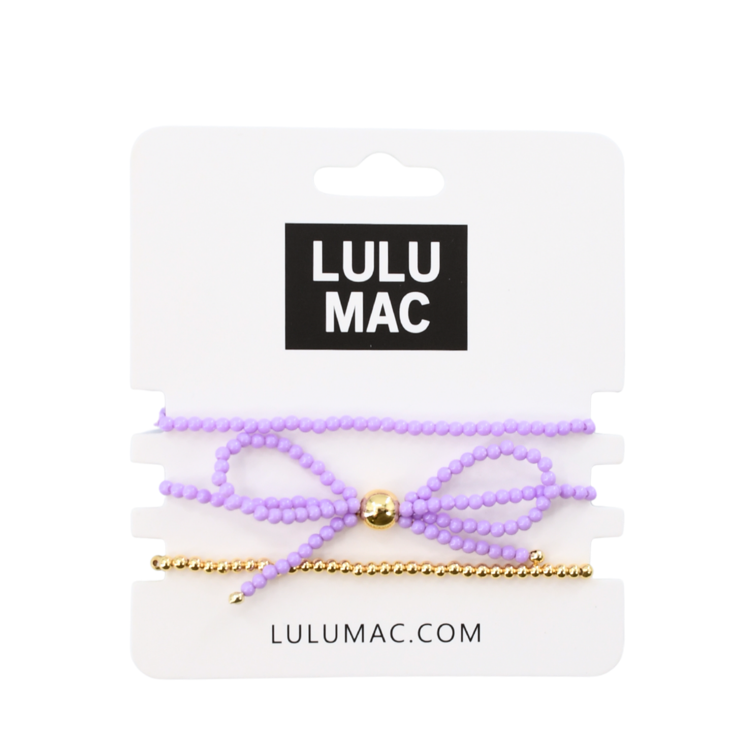 Bow Beaded Bracelet Set | Lavender/Gold