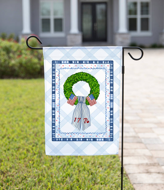 Independence Day Patriotic Wreath Garden Flag