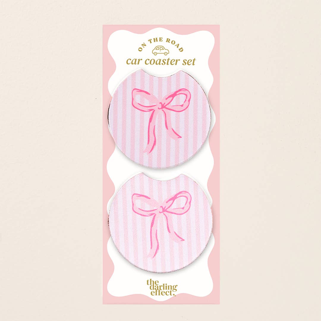 On the Road Car Coaster Set | Bow Pink