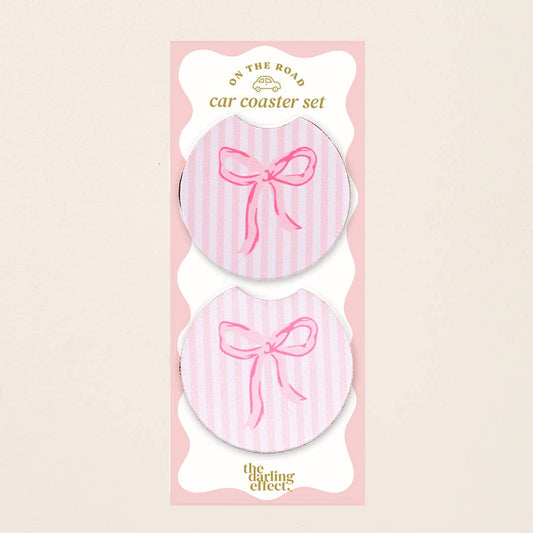On the Road Car Coaster Set | Bow Pink