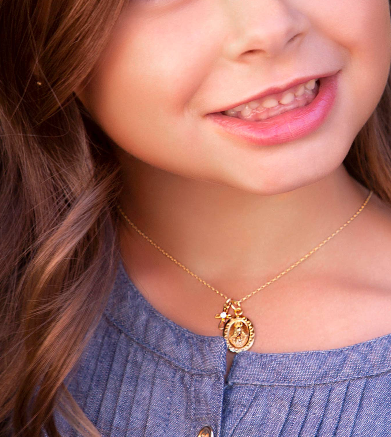 Gold Plated Miraculous Medal Cross Necklace | 16-18”