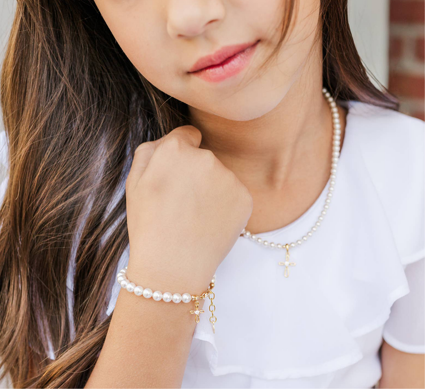 Kids Pearl Cross Bracelet | 1-5 Years