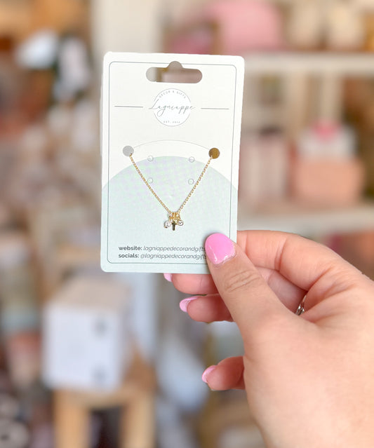 Tiny Cross & Charm Necklace