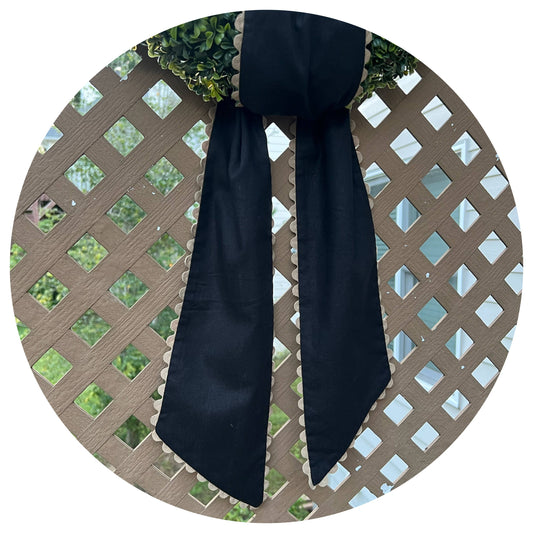 Black & Gold Linen Sash with Trim | 54"