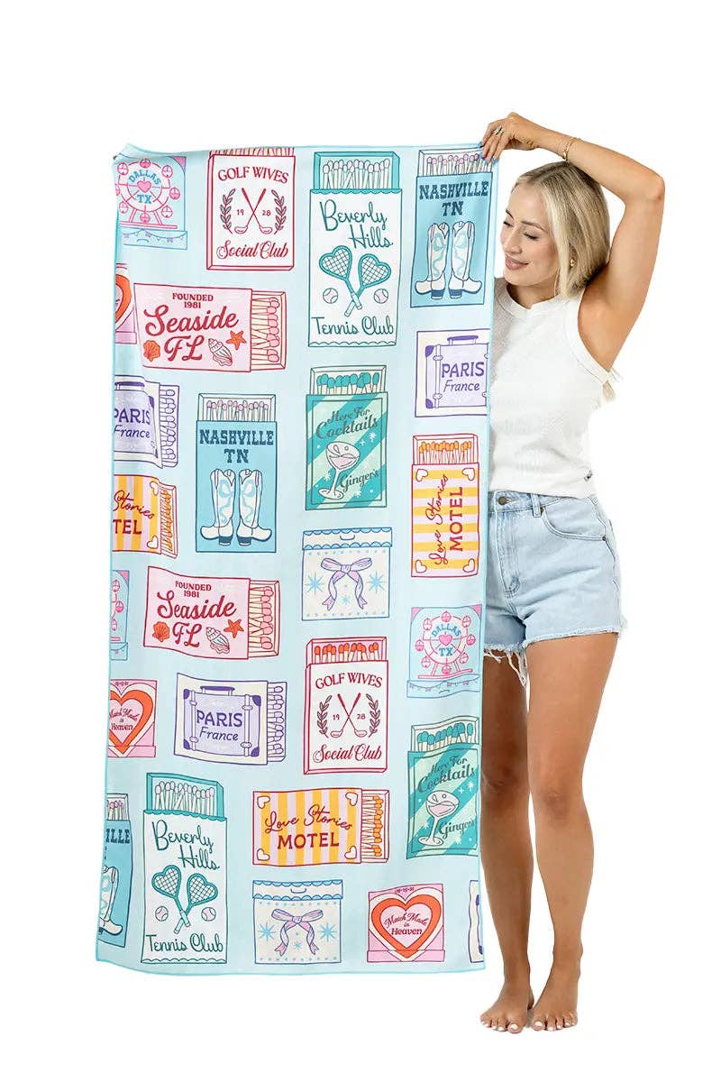 Traveling Matchbook Reversible Beach Towel