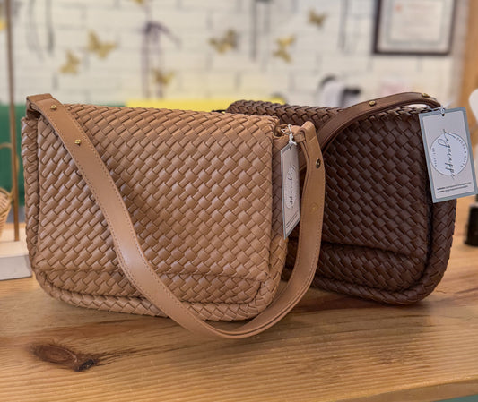 Woven Leather Crossbody Satchel