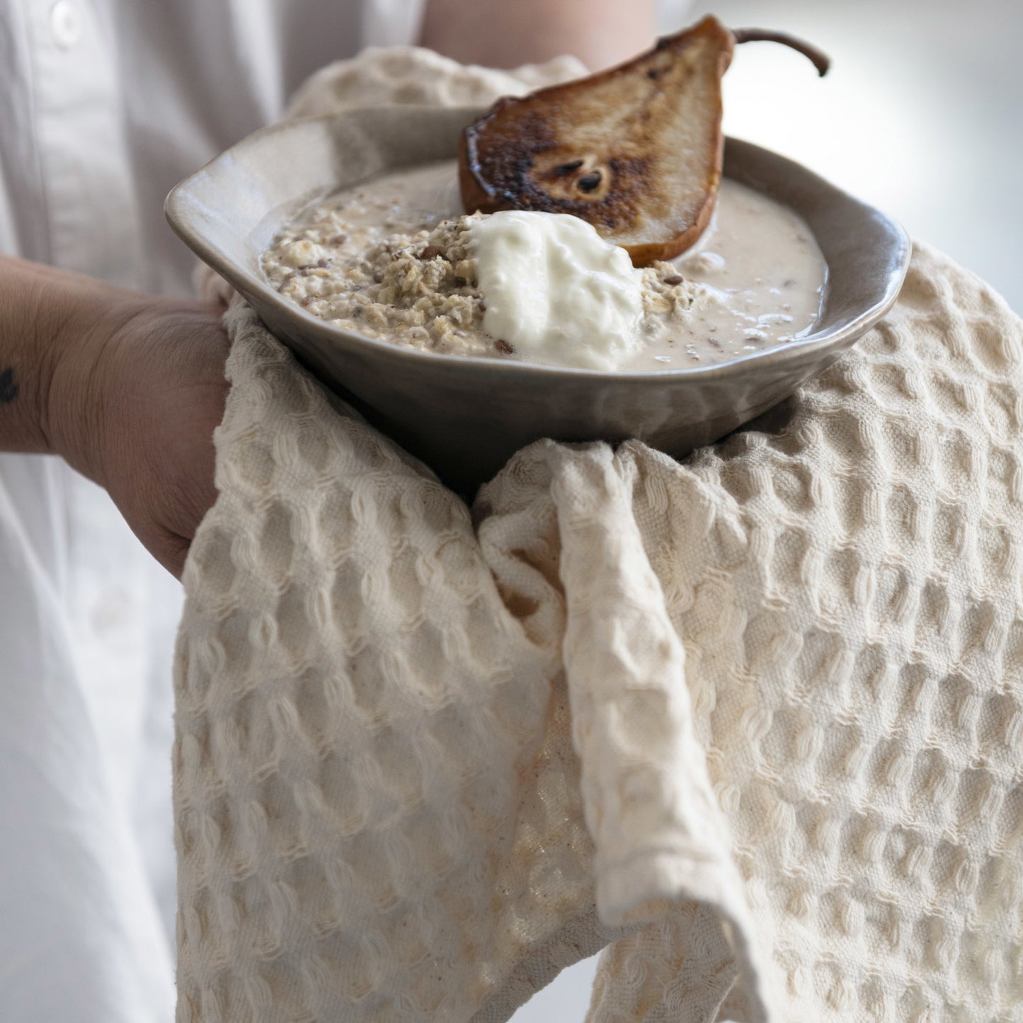 Cotton Waffle Weave Tea Towel | Natural Ivory