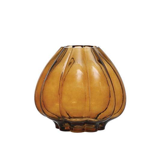 Fluted Glass Vase | Brown Amber