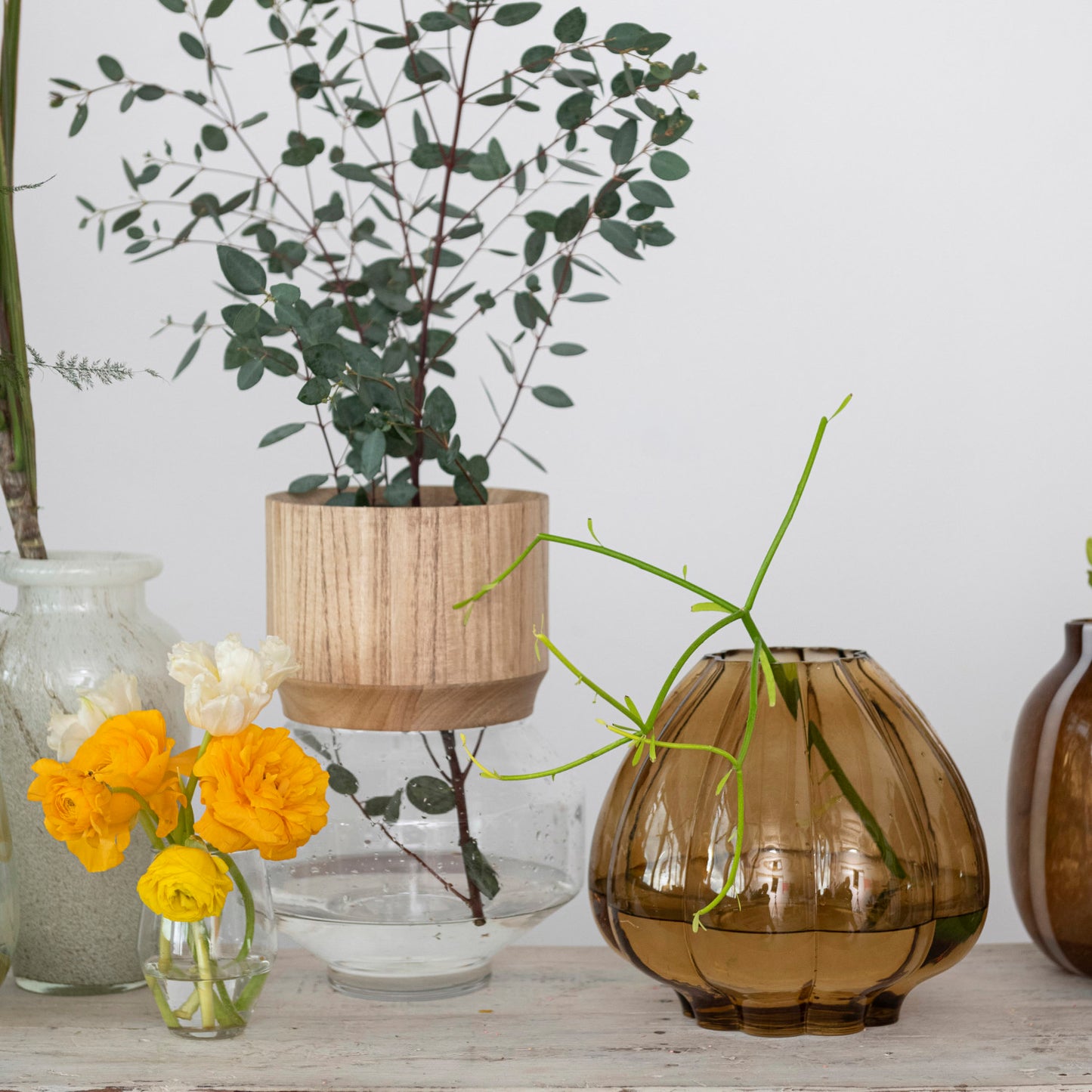 Fluted Glass Vase | Brown Amber