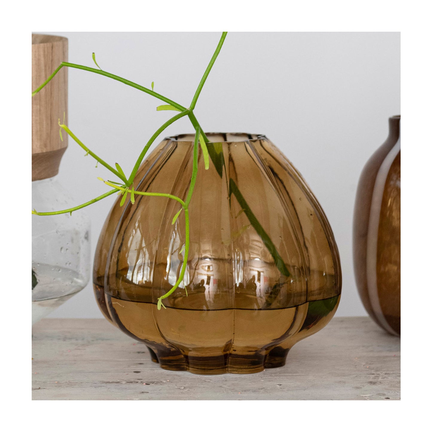 Fluted Glass Vase | Brown Amber