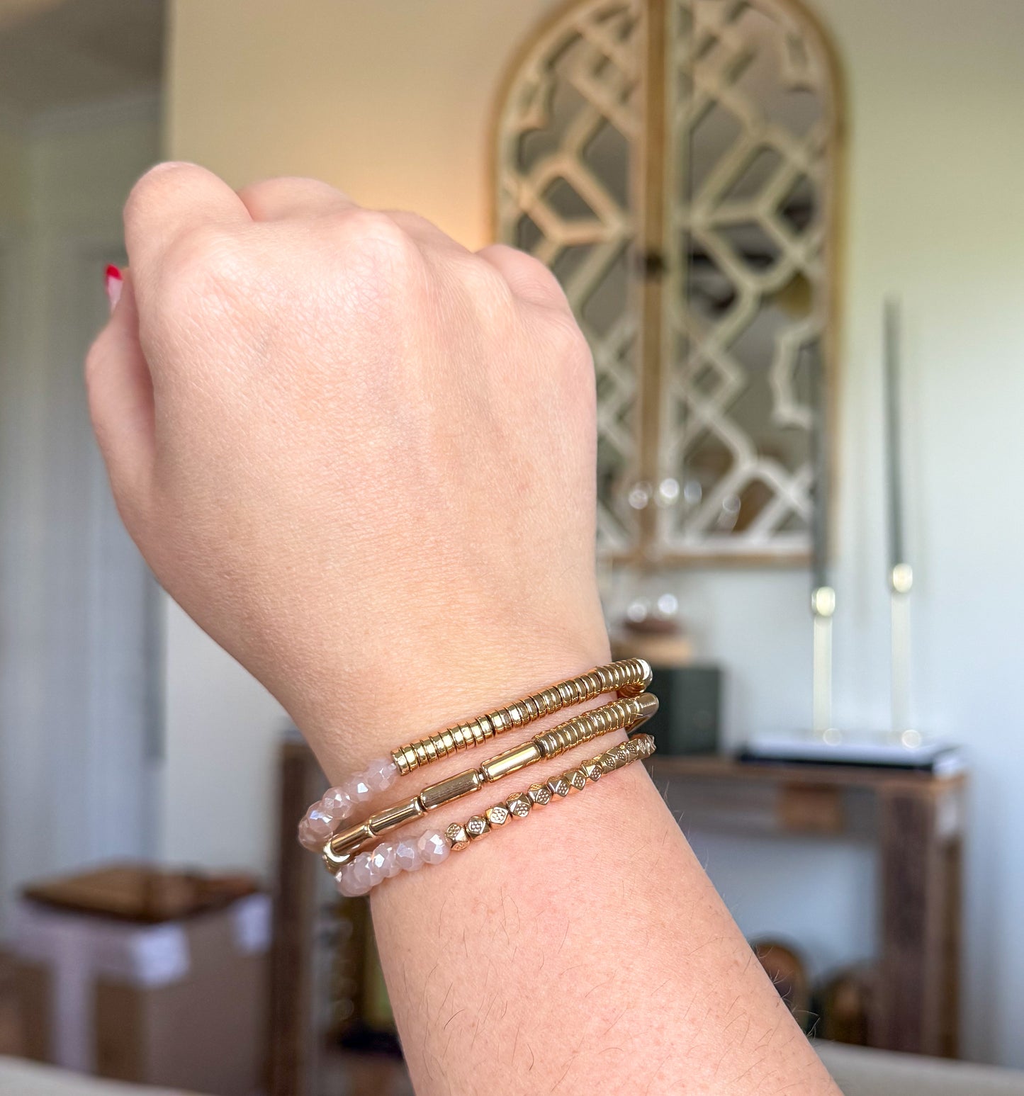 Gold & Glass Bead Bracelet Stack