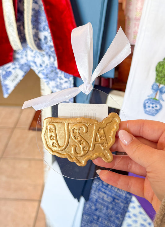 Gilded USA Acrylic Ornament