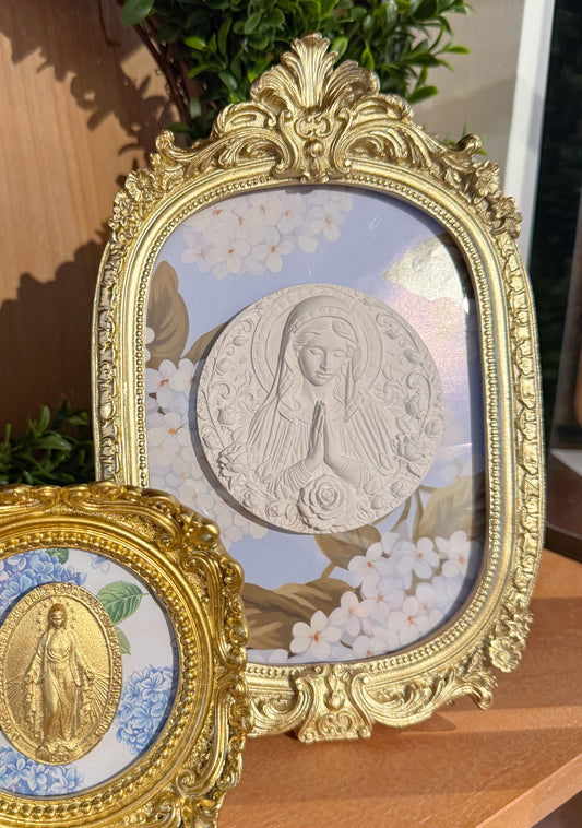 Mother Mary Intaglio Vintage Gold Frame