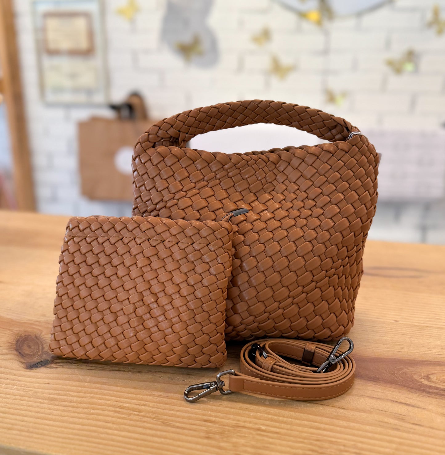 Woven Leather Crossbody Bag | Medium