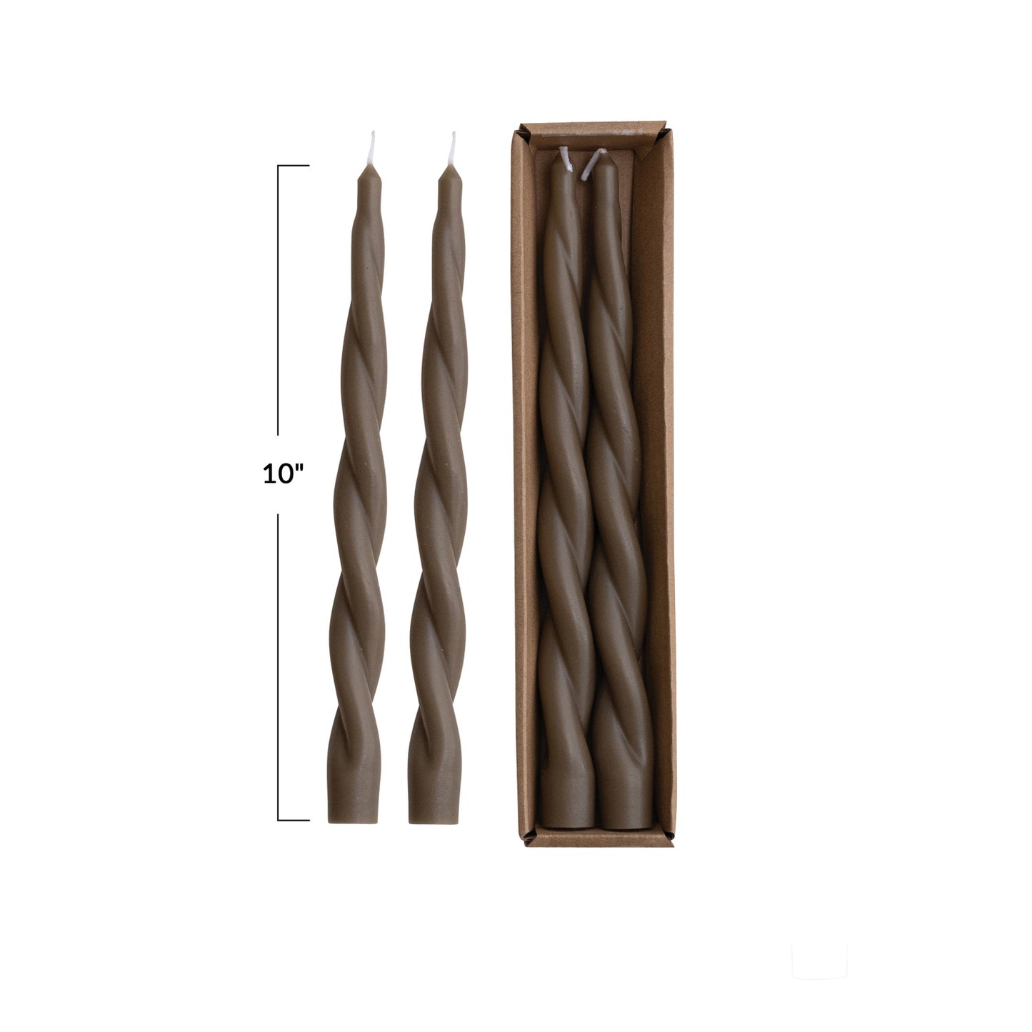Brown Twist Taper Candle | Set of 2