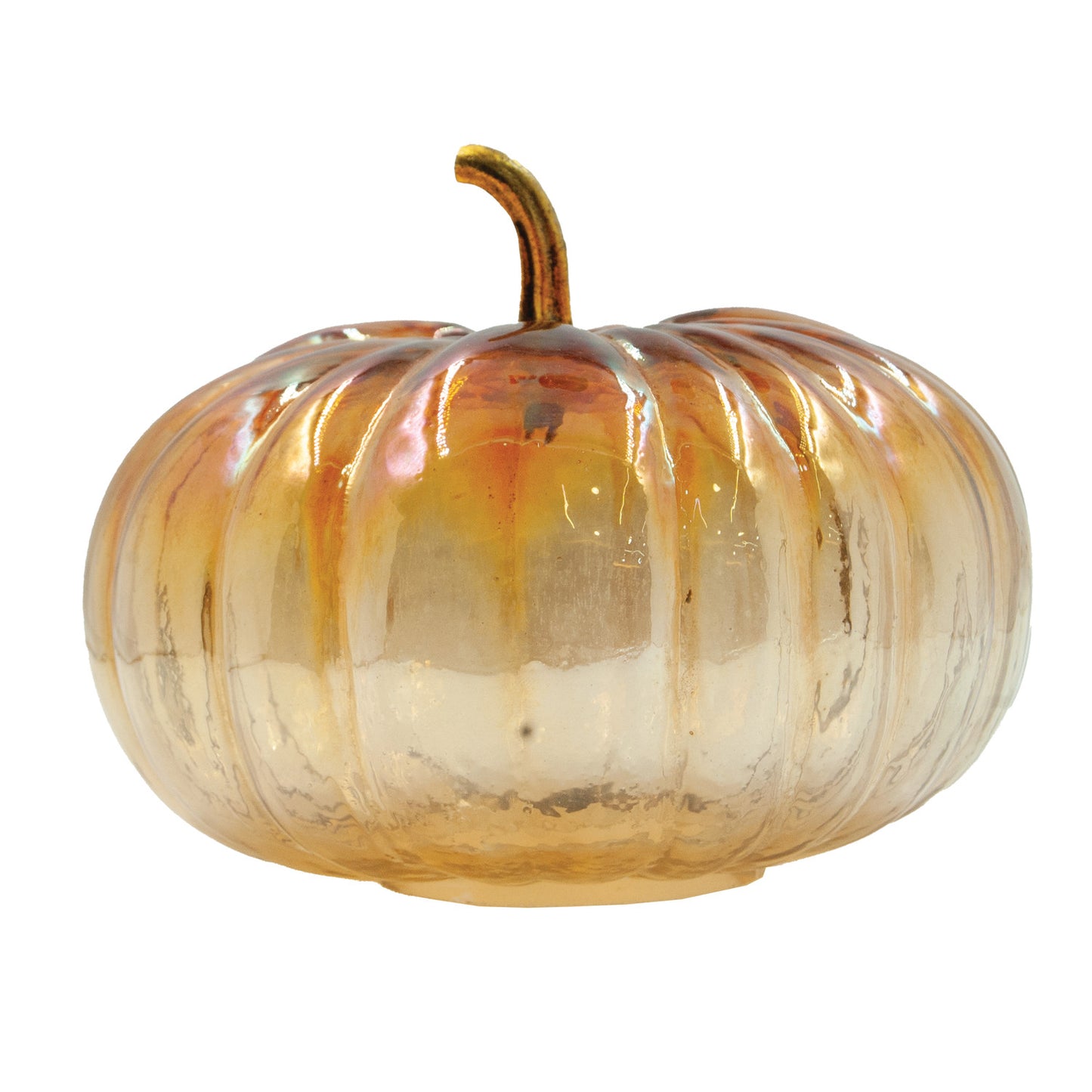 Iridescent Amber Glass Pumpkin