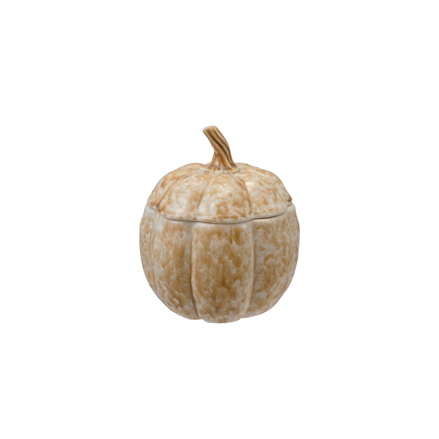 Stoneware Pumpkin Shaped Jar w/ Lid