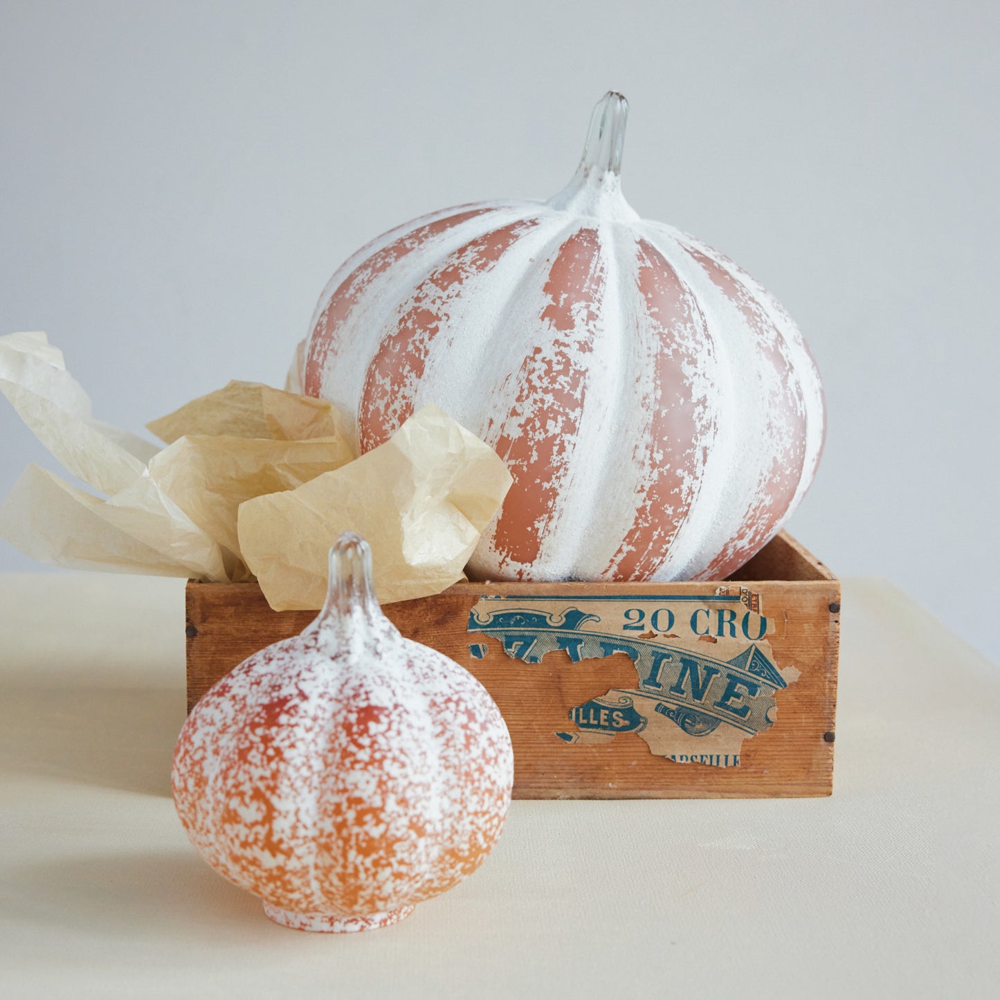 Frosted Hand-Blown Glass Pumpkin