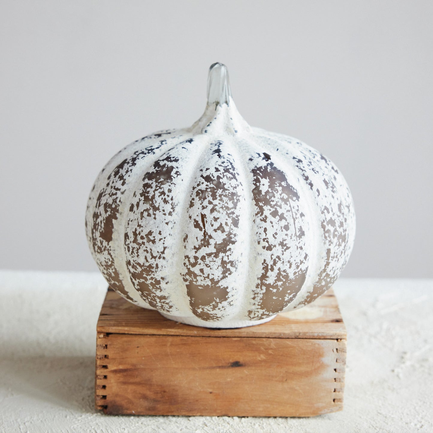 Frosted Hand-Blown Glass Pumpkin