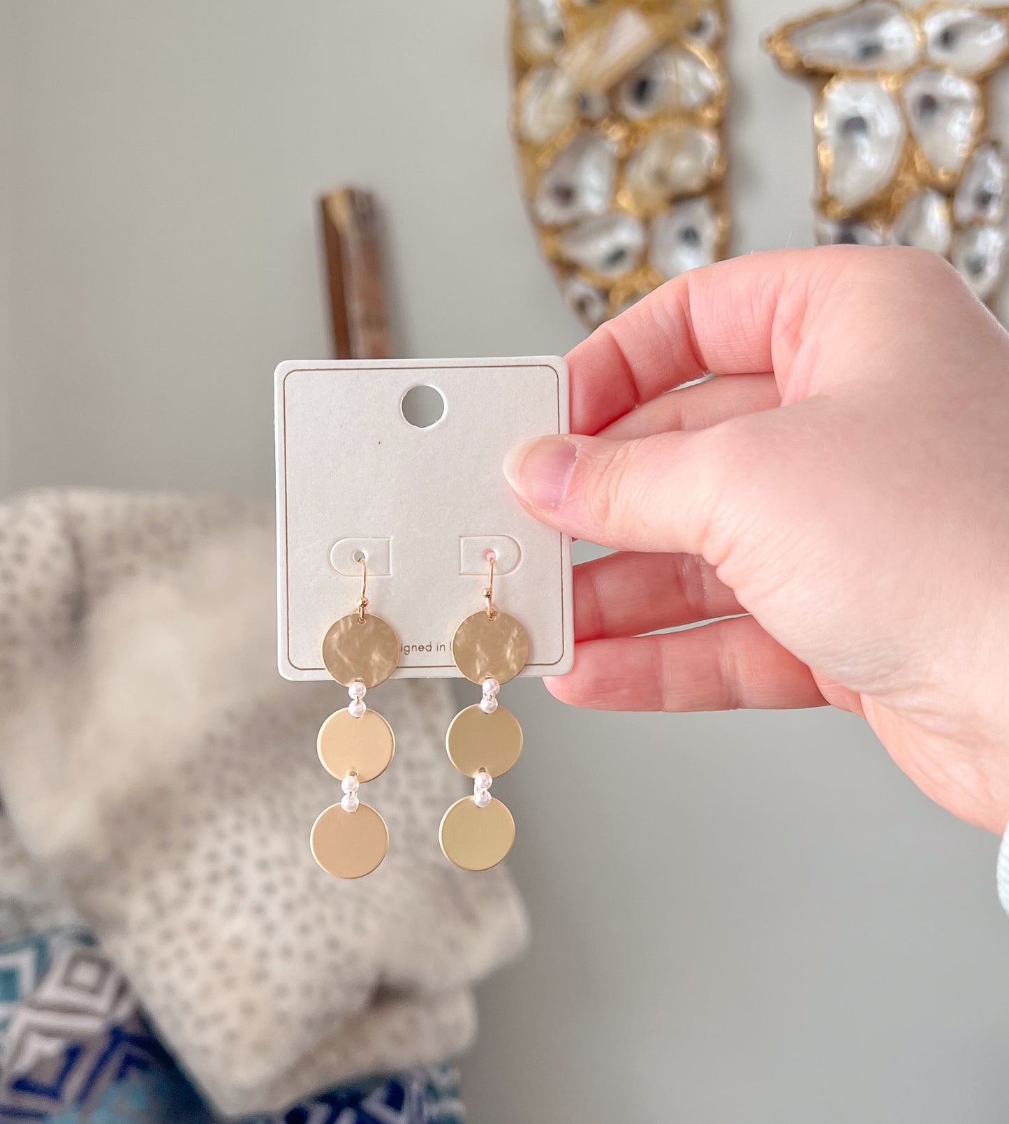 Pearl & Disc Linear Earrings