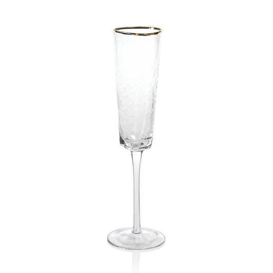 Triangular Champagne Flute - gold rim