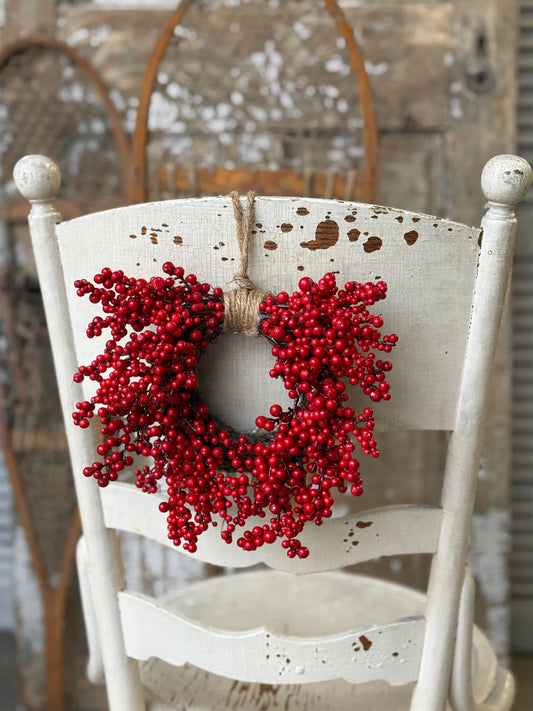 Winter Berry Hanging Wreath | Red 8"