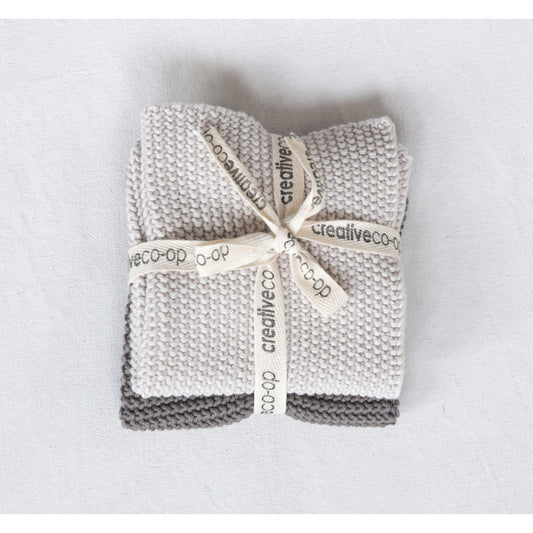 Cotton Knit Dish Cloths | Set of 2