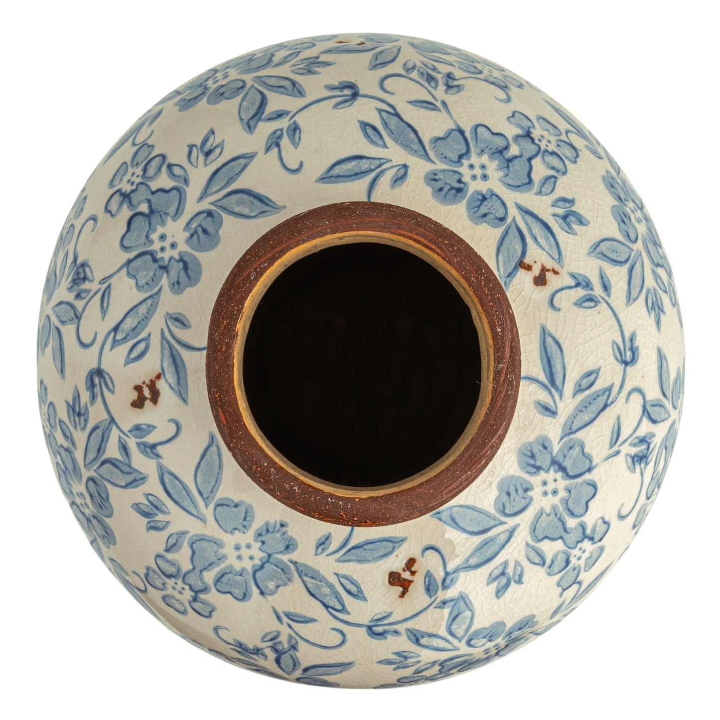 Blue Pattern Terracotta Vase | Cream
