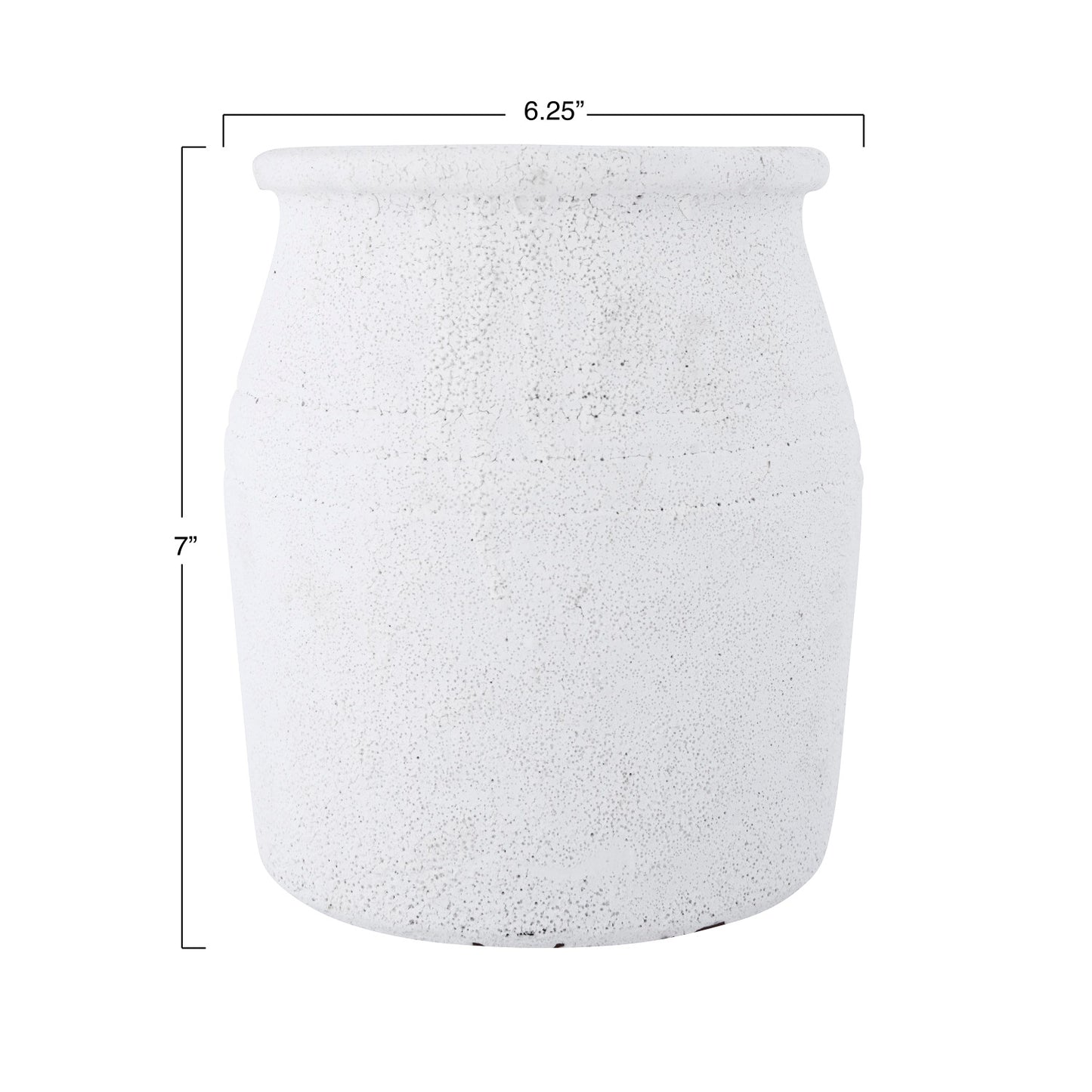 Distressed Terracotta Crock | White