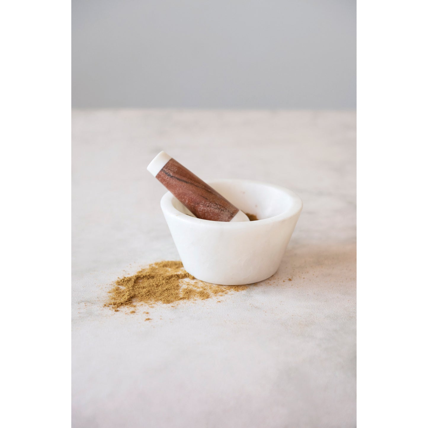 Marble & Acacia Wood Mortar & Pestle Set