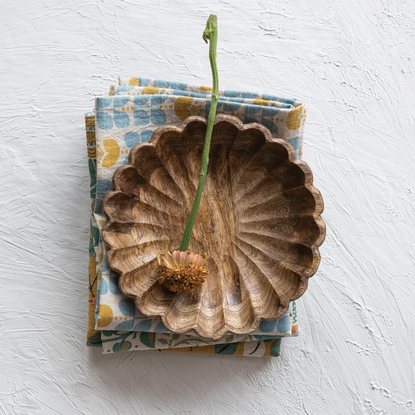 Natural Mango Scalloped Wood Bowl