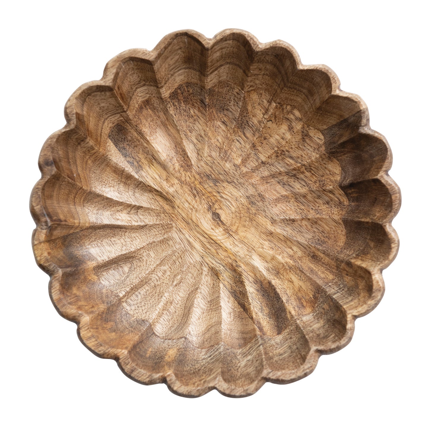 Natural Mango Scalloped Wood Bowl