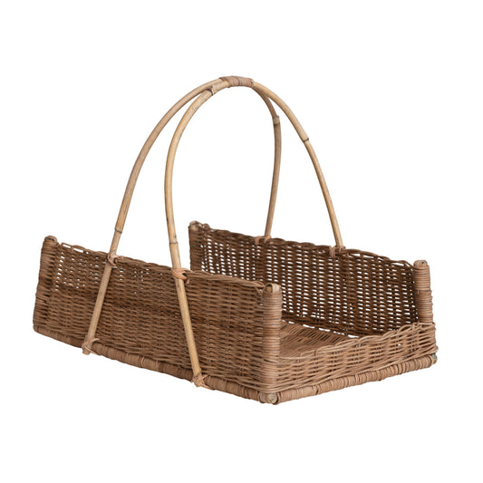 Hand-Woven Rattan Basket w/ Handles