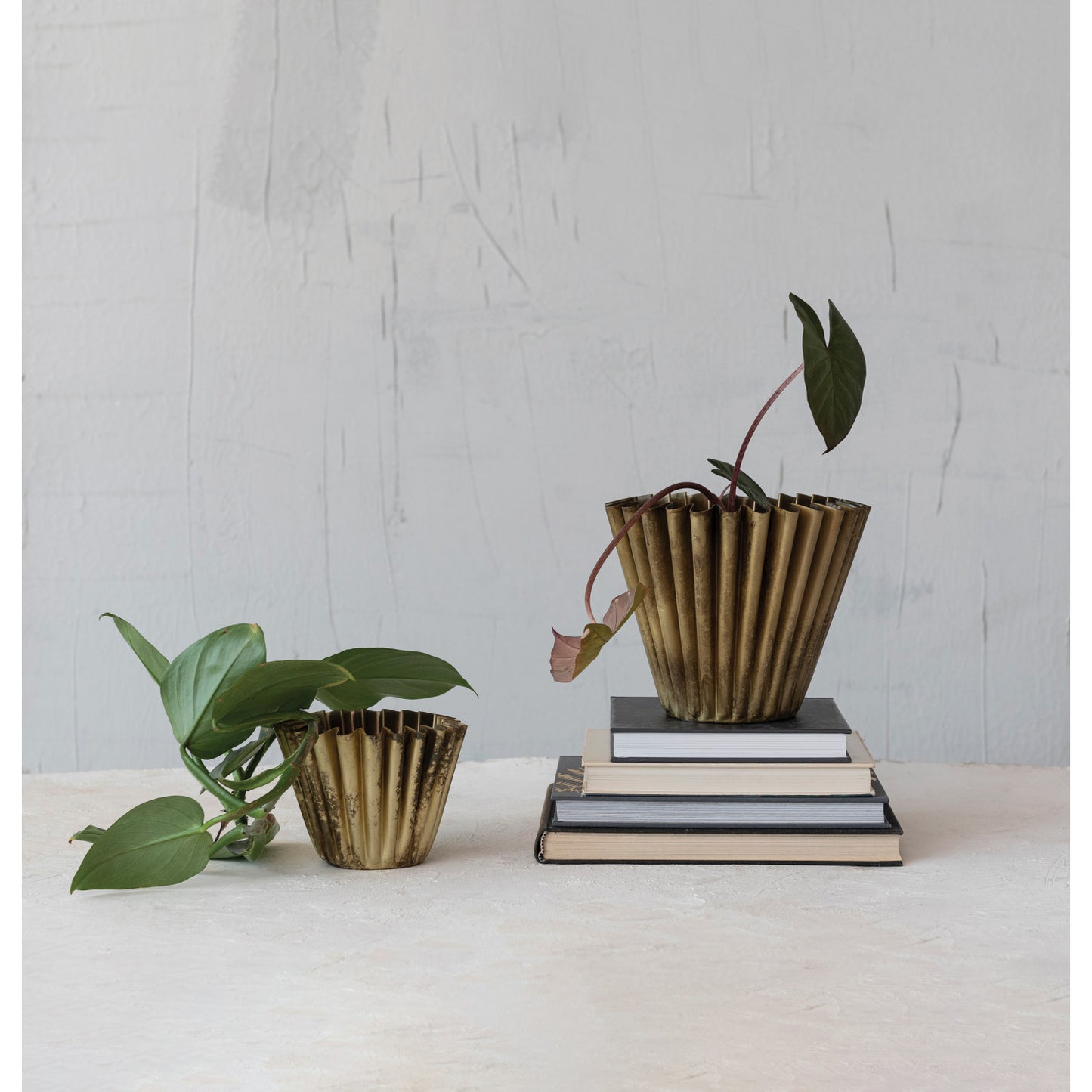 Fluted Metal Vase Candle | Brass Finish