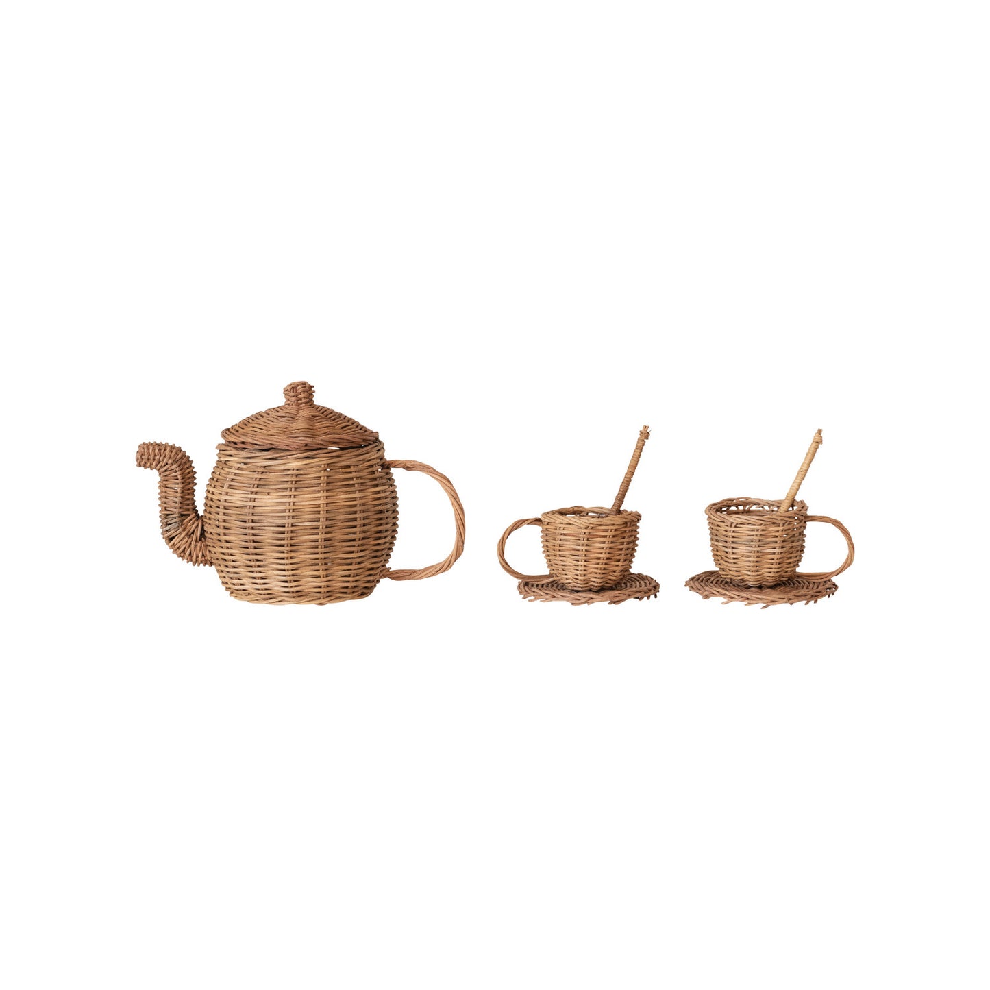 Woven Rattan Toy Tea | Set of 7