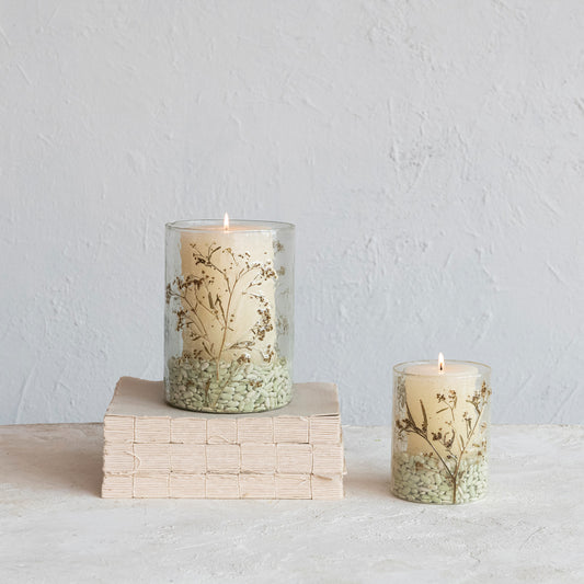 Botanical Recycled Glass Votive Holder