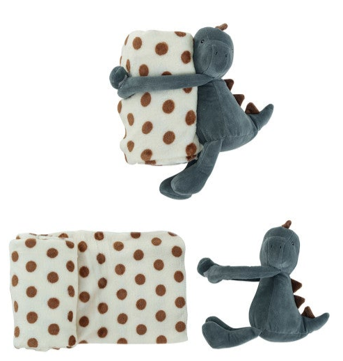 Plush Animal w/ Polka Dot Blanket set