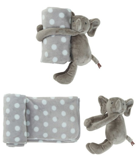 Plush Animal w/ Polka Dot Blanket set