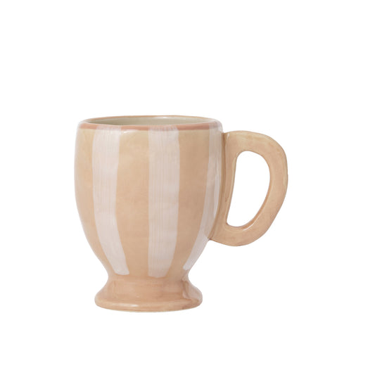 Striped Hand-Painted Stoneware Footed Mug