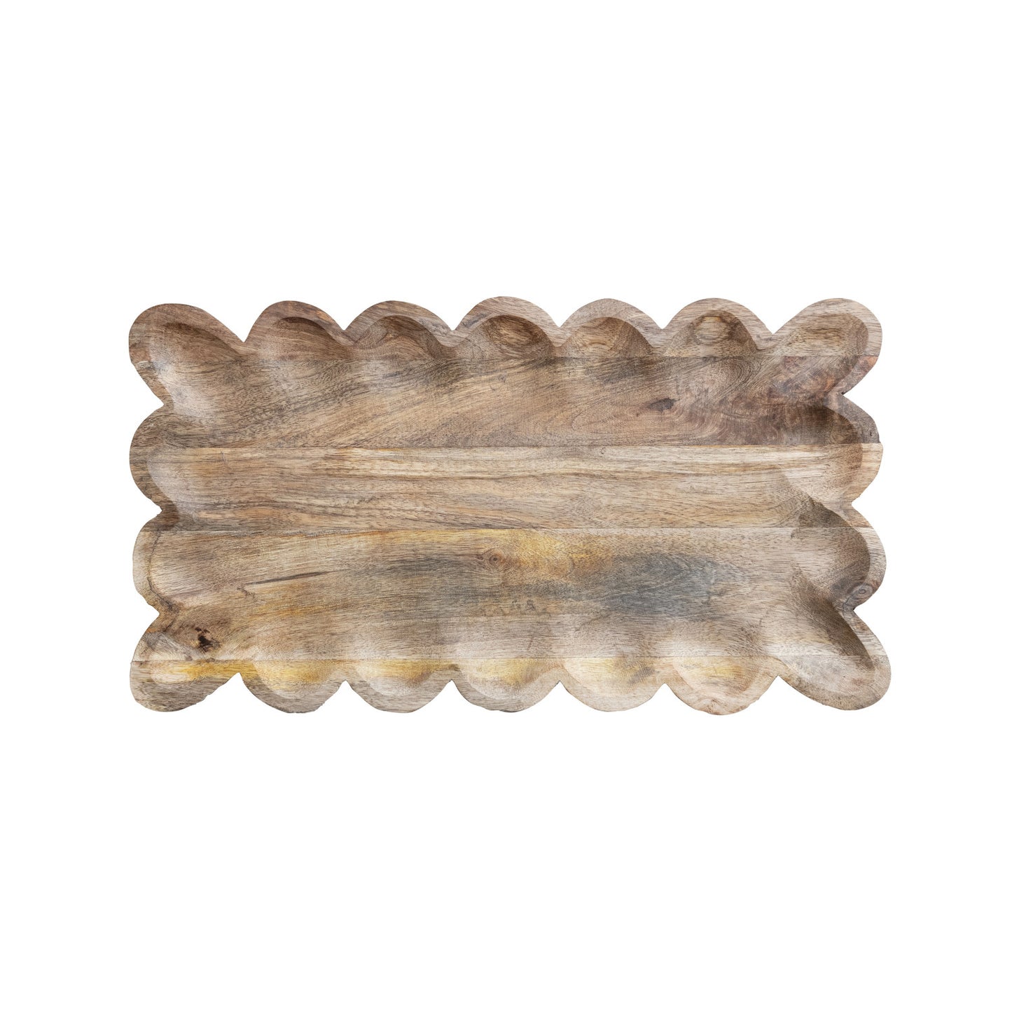 Mango Wood Tray w/ Scalloped Edge | Natural